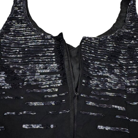 VTG 90s Ikara Beaded Top Sz.10 Black Sleeveless V-Neck Formal Event Gothic Glam - Picture 8 of 10